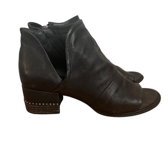 A.S. 98 Black Leather Peep Toe Shoe Booties Size 41 EU - Picture 1 of 10